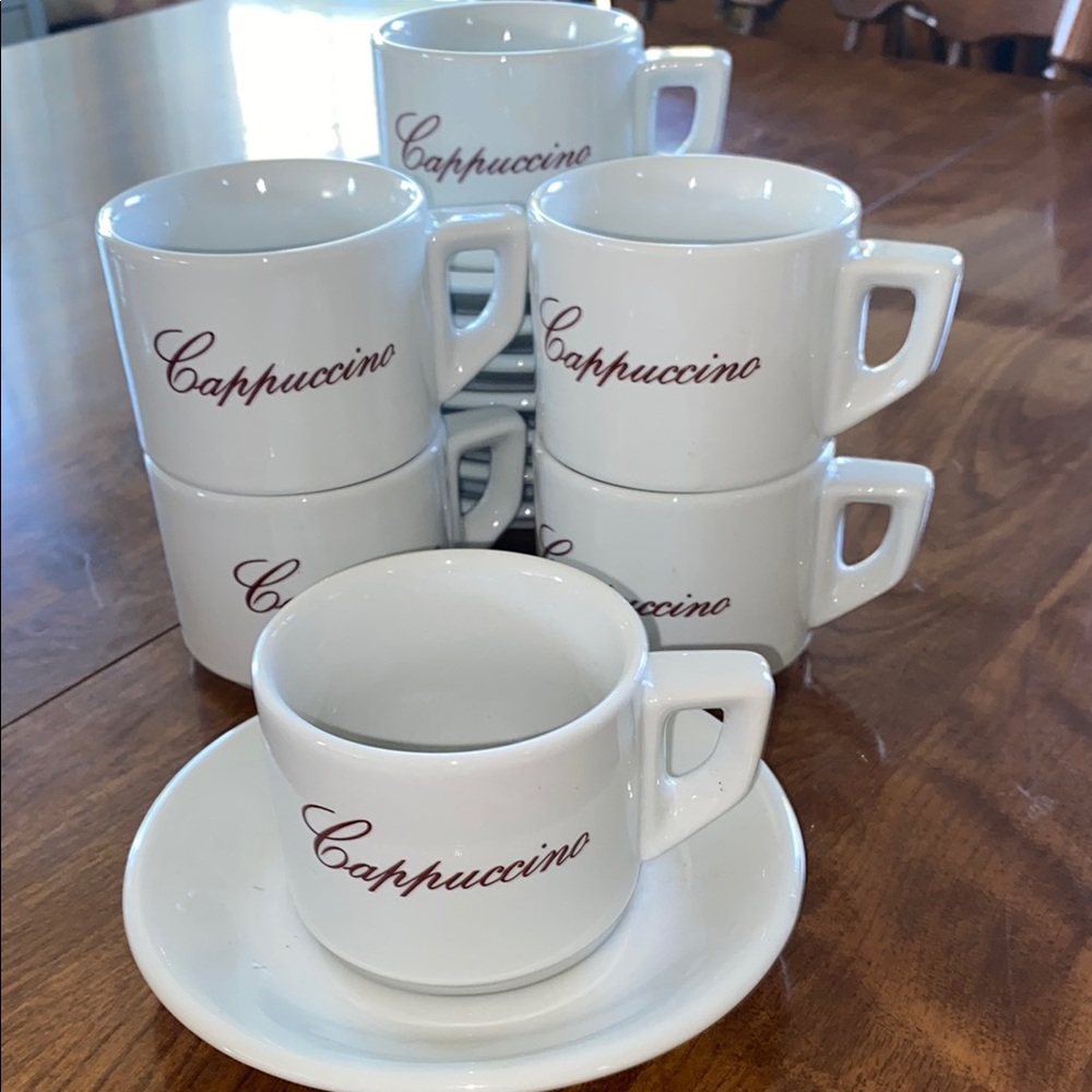 ACF Italy White Cappuccino Cups and Saucers Set